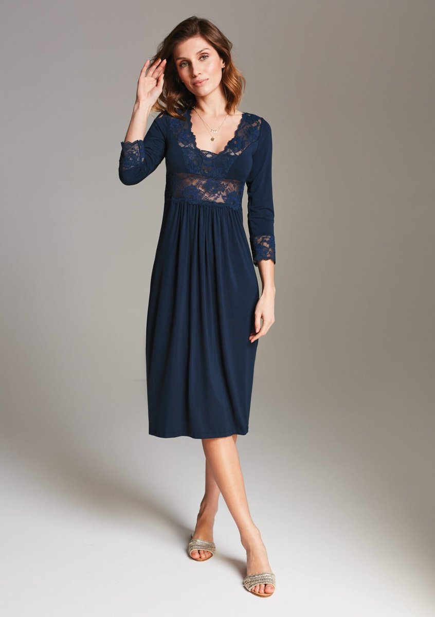 KOSZULA NOCNA midi 03 - granatowy S