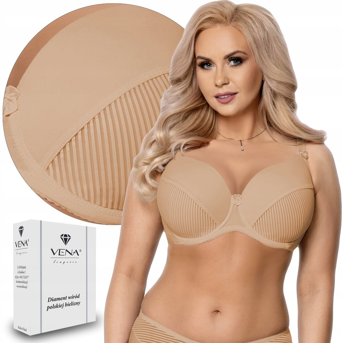 Biustonosz Maxi, Vena Vb-11, Fullcup, Beżowy , 70K
