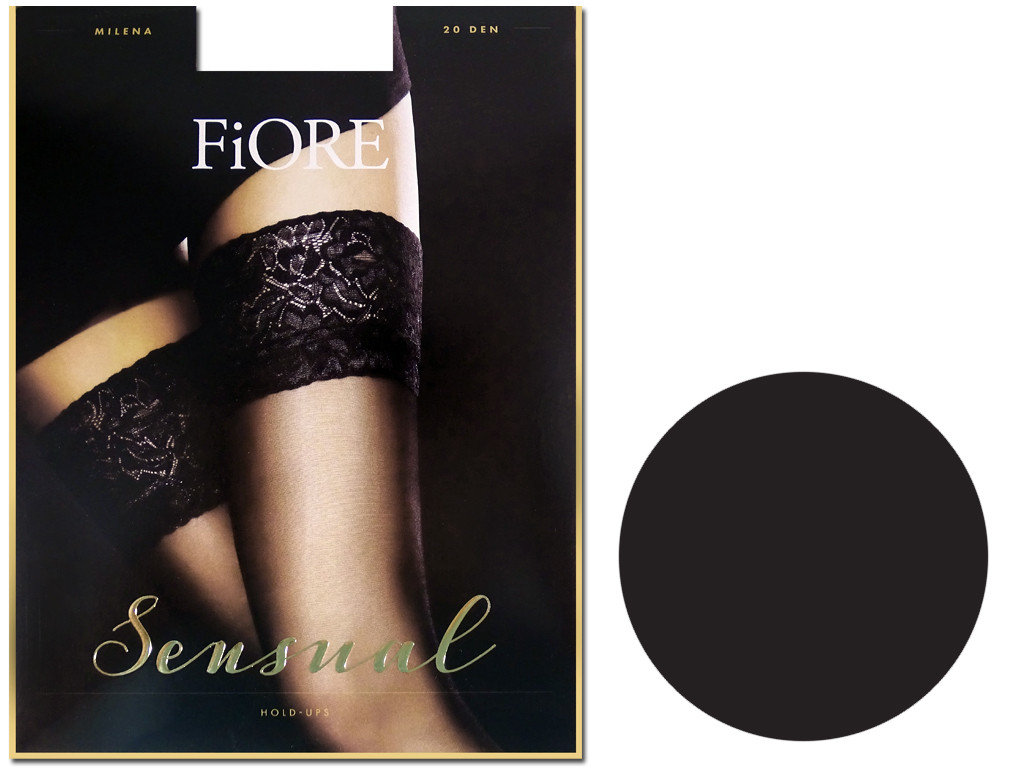 Gładkie Pończochy Samonośne Z Koronką Fiore 20 Den Black 5