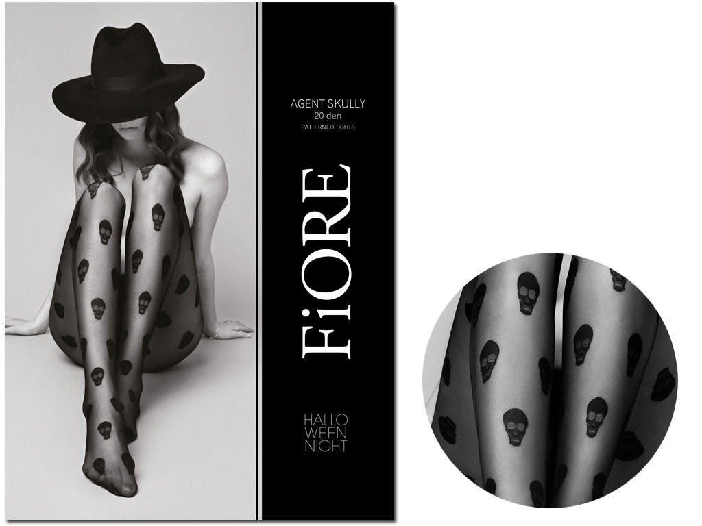 Rajstopy Czarne Halloween 20Den W Czaszki Black 2