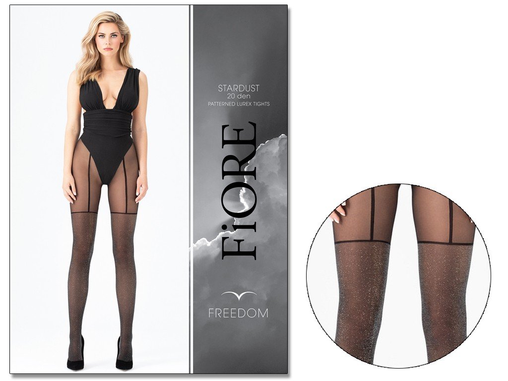 Rajstopy Damskie Czarno Srebrne Błysk Jak Pończochy Black Silver 5