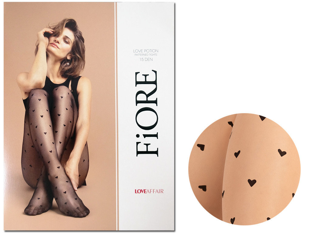 Rajstopy Damskie W Serca Serduszka Fiore Nude 3