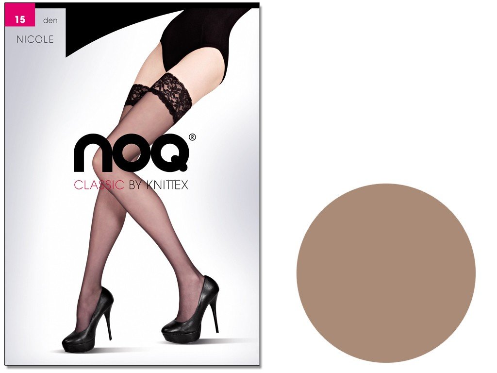 Pończochy Samonośne Gładkie Nicole 15 Den Beige 4