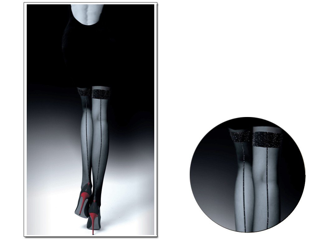 Rajstopy Imitujące Pończochy Ze Szwem Black Silver 3
