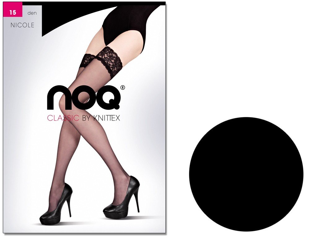 Pończochy Samonośne Gładkie Nicole 15 Den 5 Nero