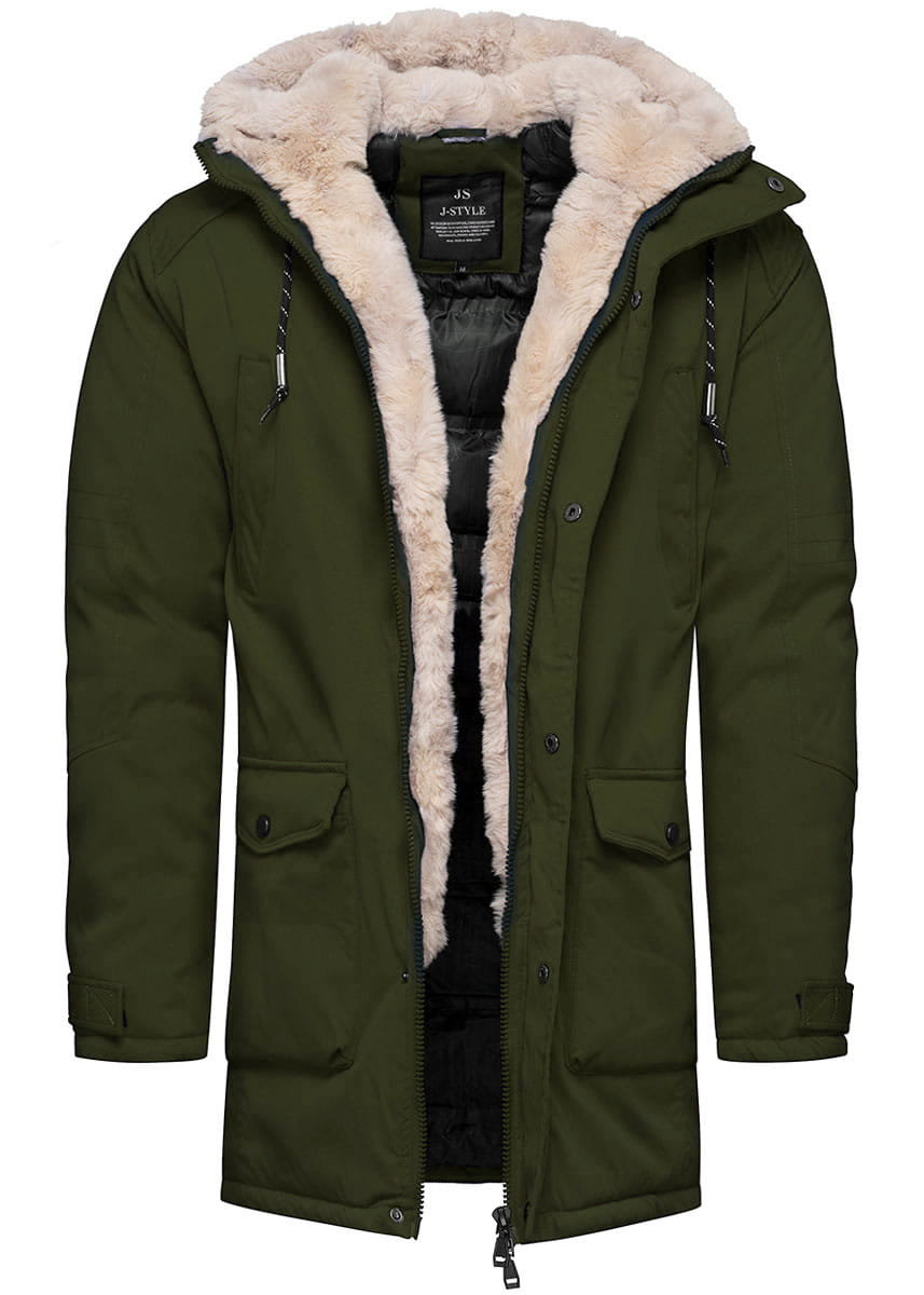 Kurtka męska parka z futerkiem khaki Recea - XXL