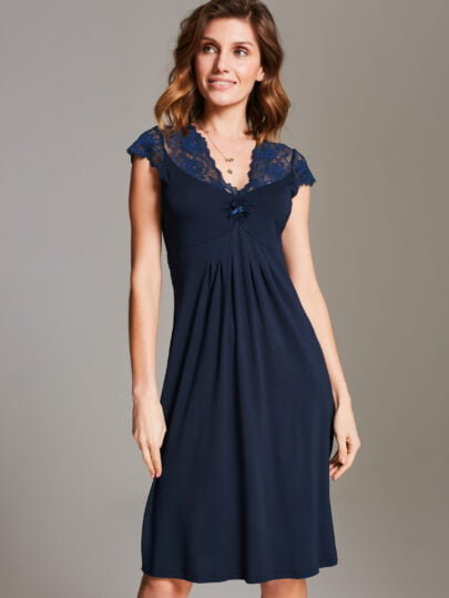 KOSZULA NOCNA S003 03 - granatowy XL