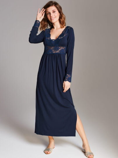 KOSZULA NOCNA MAXI S002 03 - granatowy S