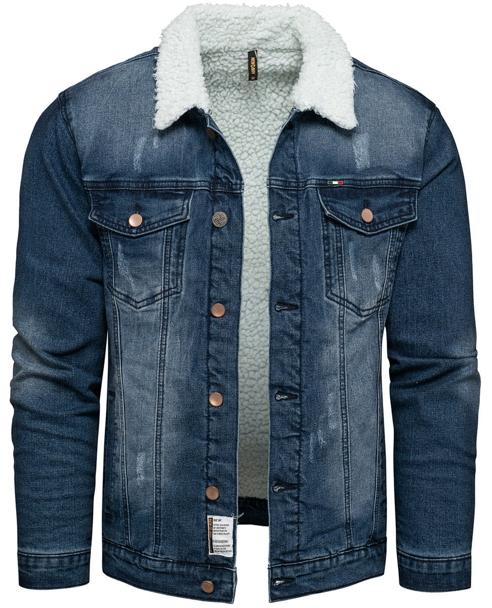 Kurtka męska jeansowa sherpa Recea - S