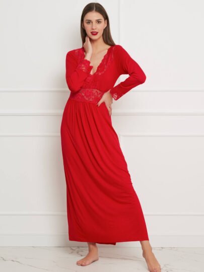 KOSZULA NOCNA MAXI S002 61 - czerwony M