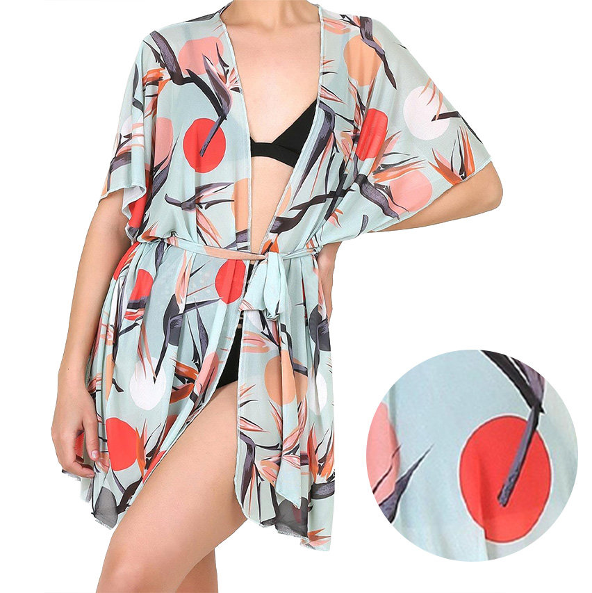 Lekkie przewiewne Kimono plażowe Tunika Pareo One Size Sunset