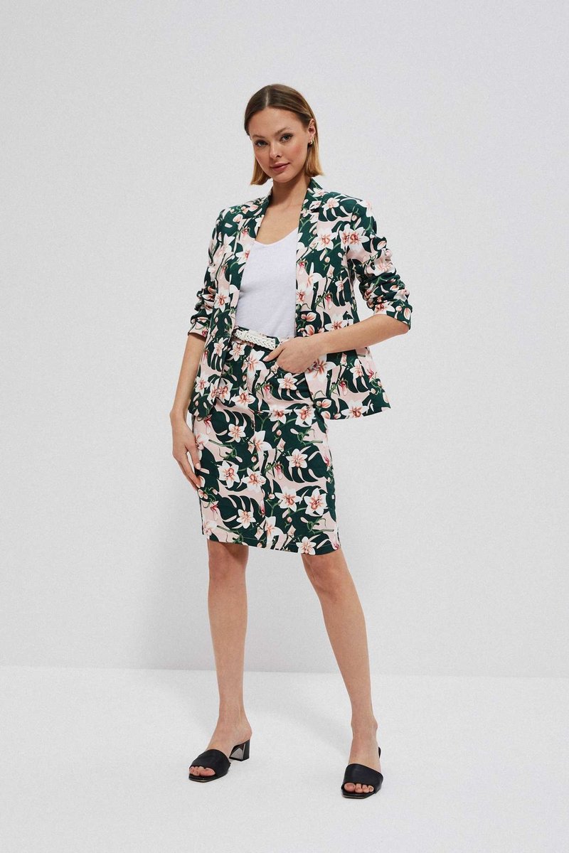 Spódnica z roślinnym nadrukiem-XS