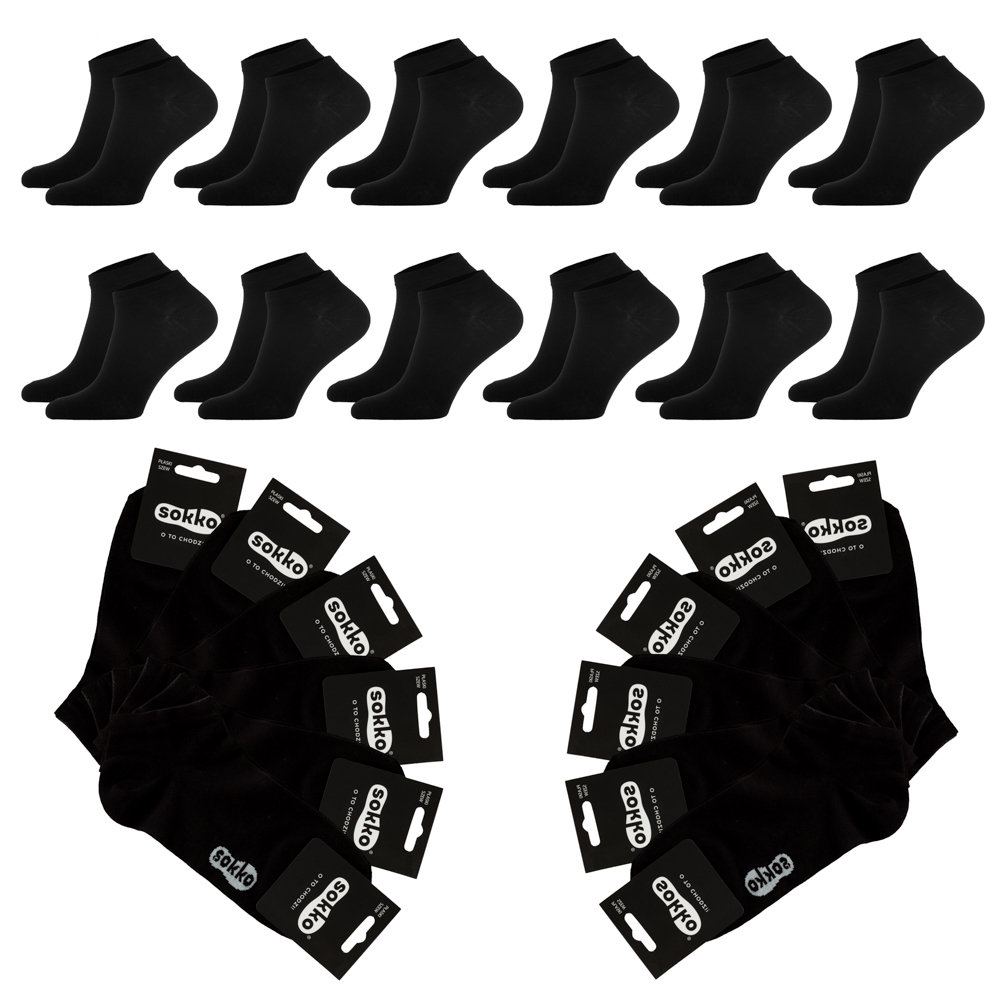 12X SOKKO STOPKI DAMSKIE NISKIE BAWEŁNIANE CZARNE - SD12-S10-CZA-36-38