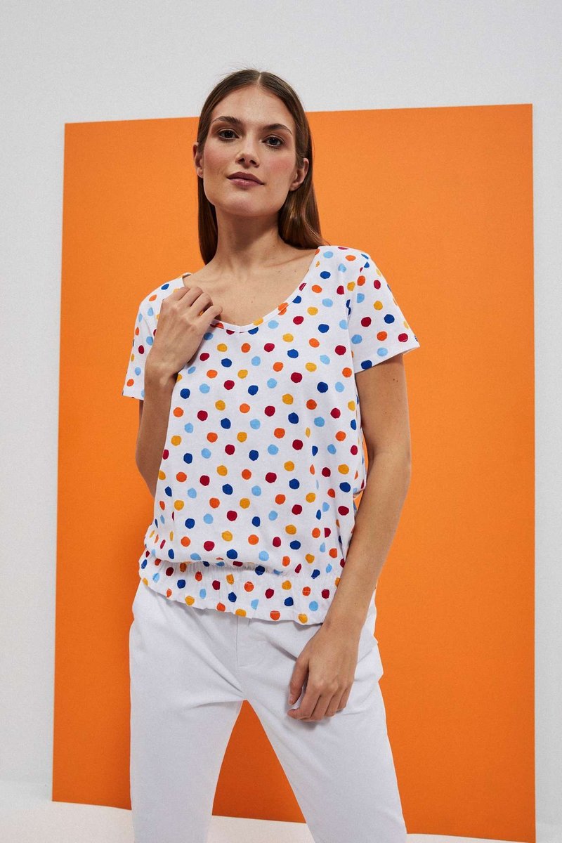 T-shirt w kolorowe kropki -XS