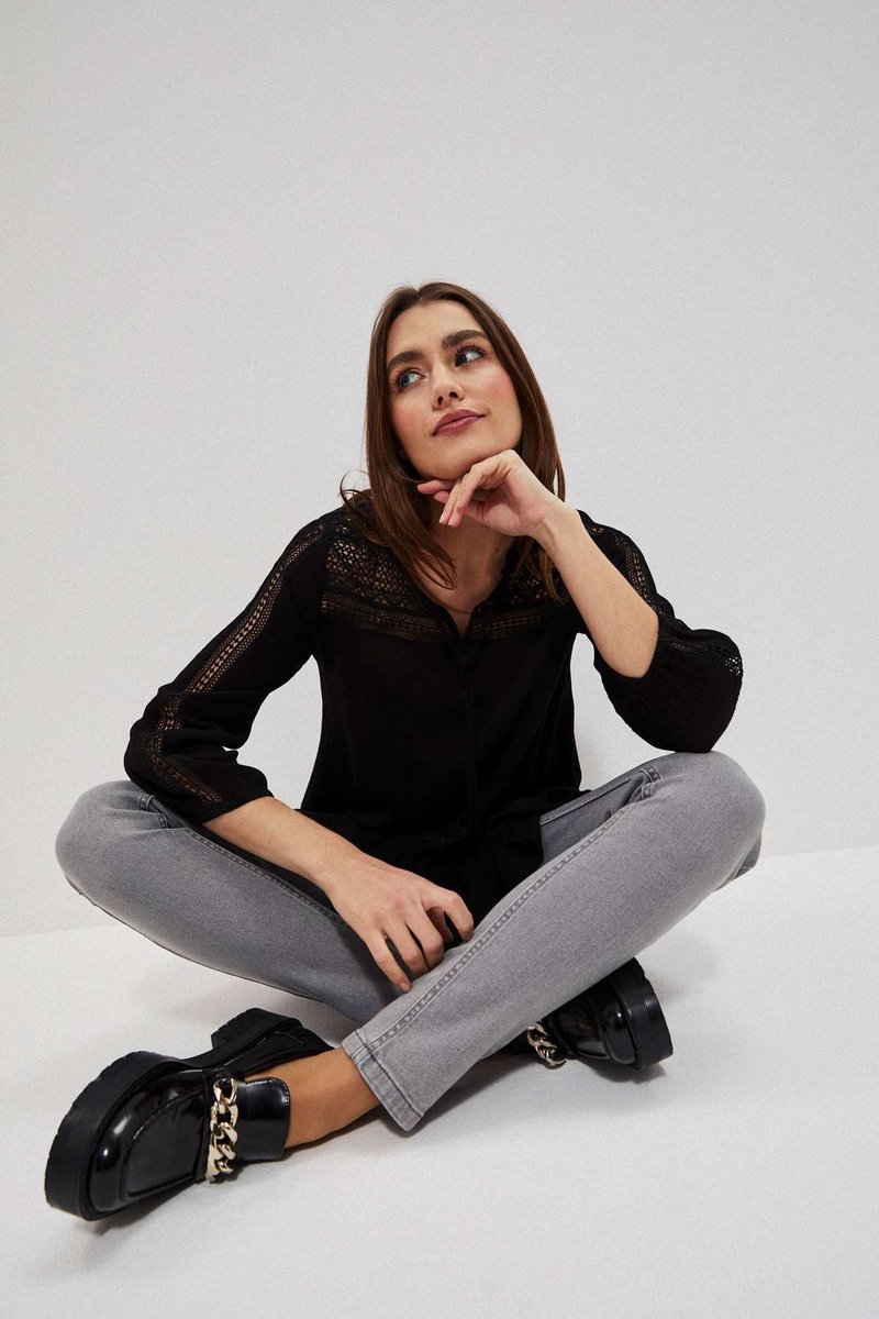 Wiskozowa koszula z frędzlami-XS