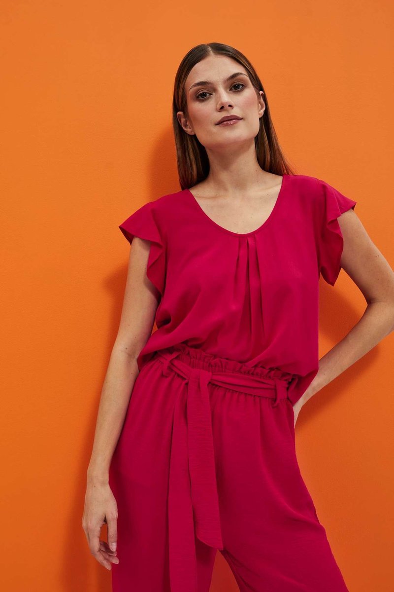 Luźna koszula z krótkim rękawem-XS