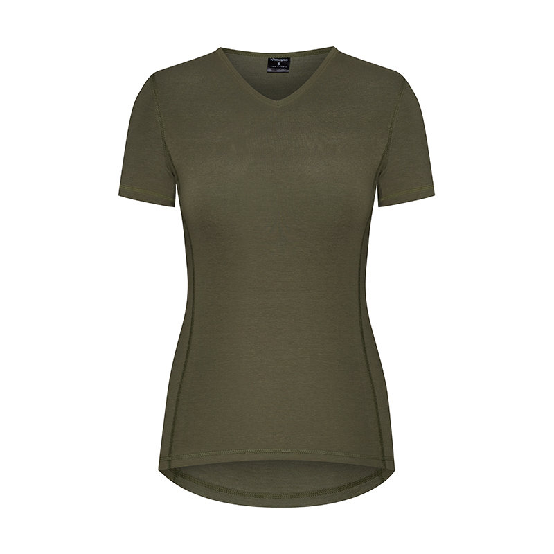 T-shirt damski bawełna wełna MERINO khaki S