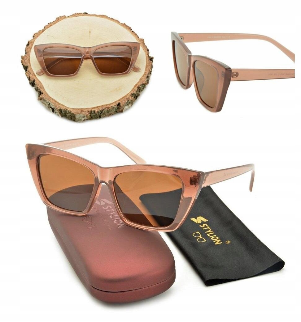 Damskie Okulary Przeciwsłoneczne KOCIE Oczy Brąz