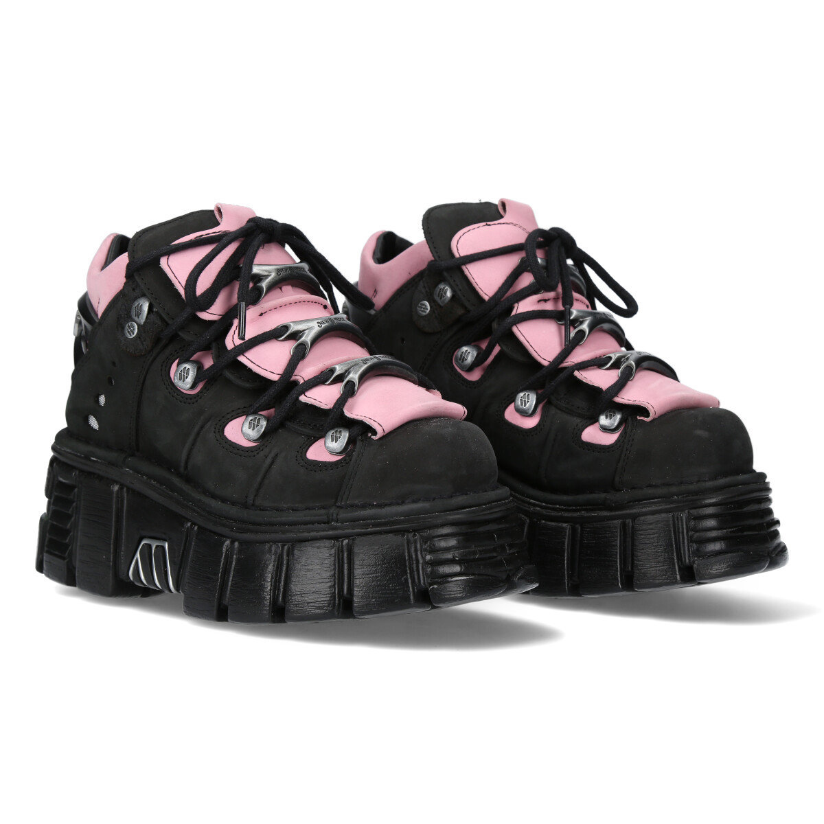 Buty New Rock Nobuck Negro, Nobuck Rosa Tower Negro Lateral [M- 106-C26]-38
