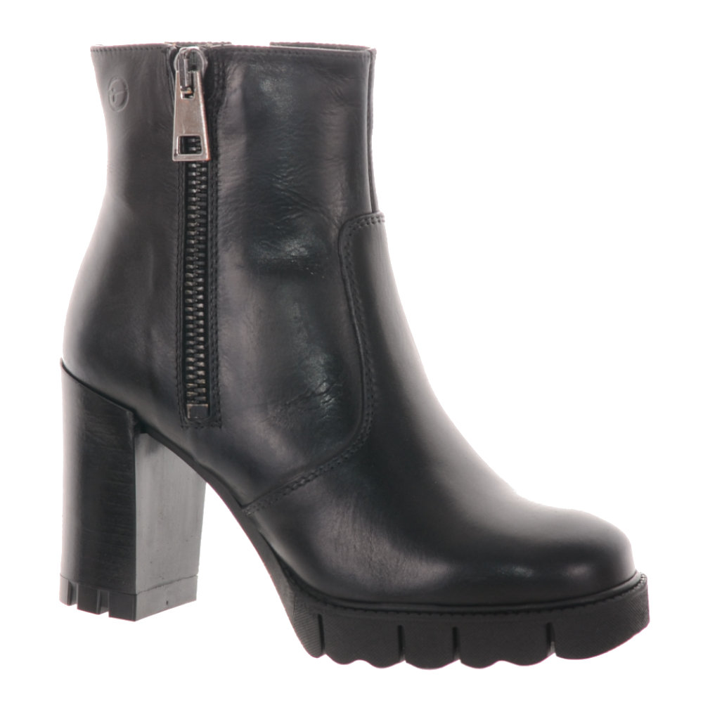 Tamaris Czarne Botki Na Obcasie Skórzane 39