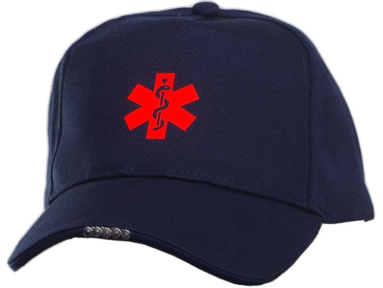 Czapka LED ESKULAP fluo z latarką - granatowa