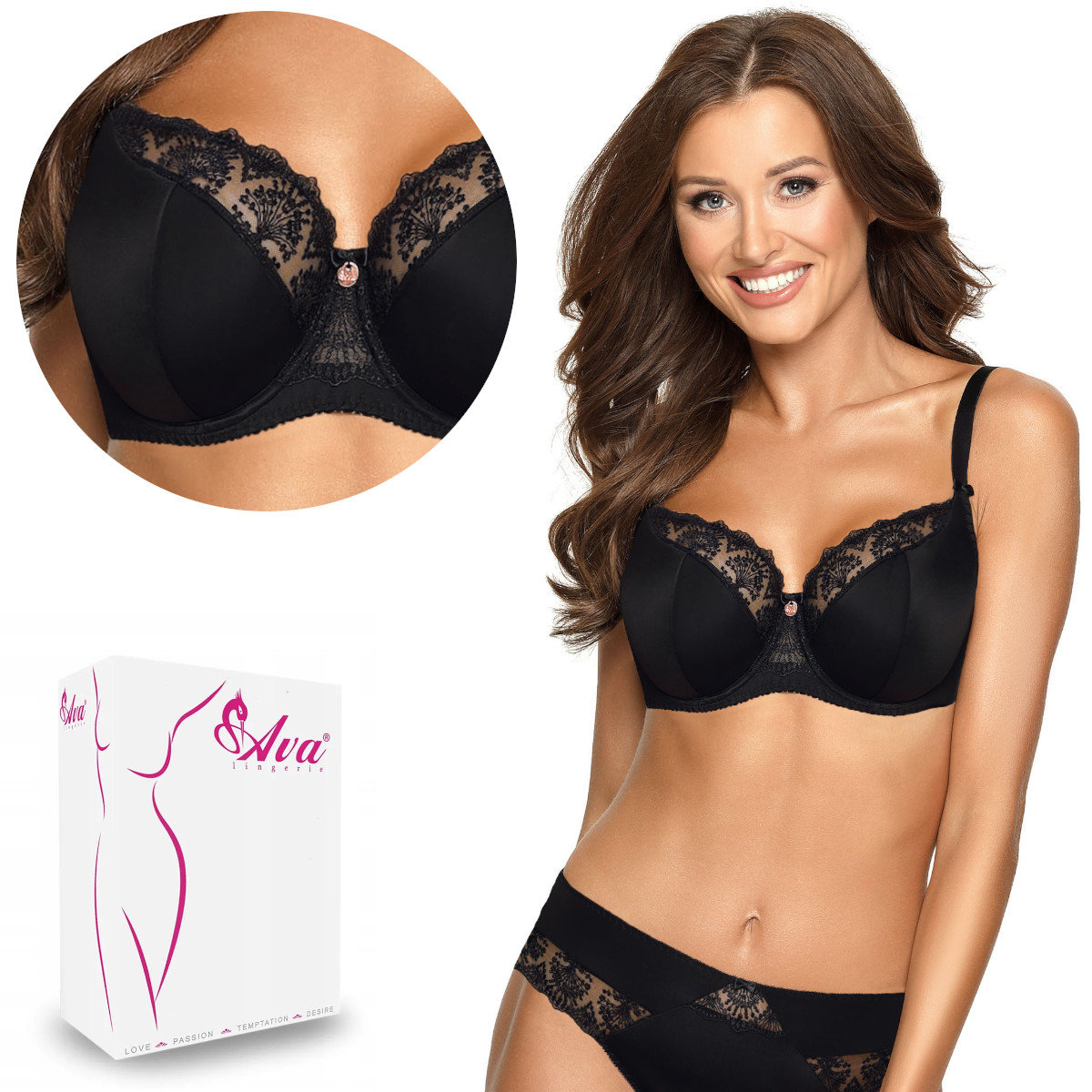 Biustonosz Semi Soft AV 1921 półusztywniany czarny  65J