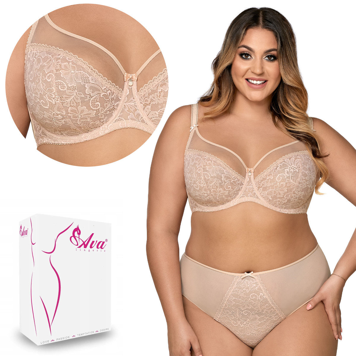 Biustonosz Soft Crystal AV 1396 miękki beżowy  65E