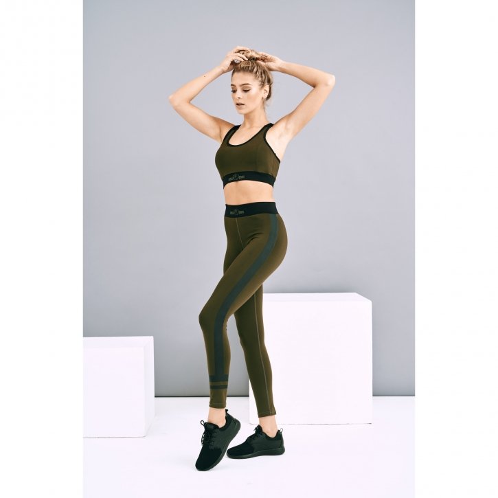 Sportowe legginsy Gorilla Sports czarny/oliwkowy S