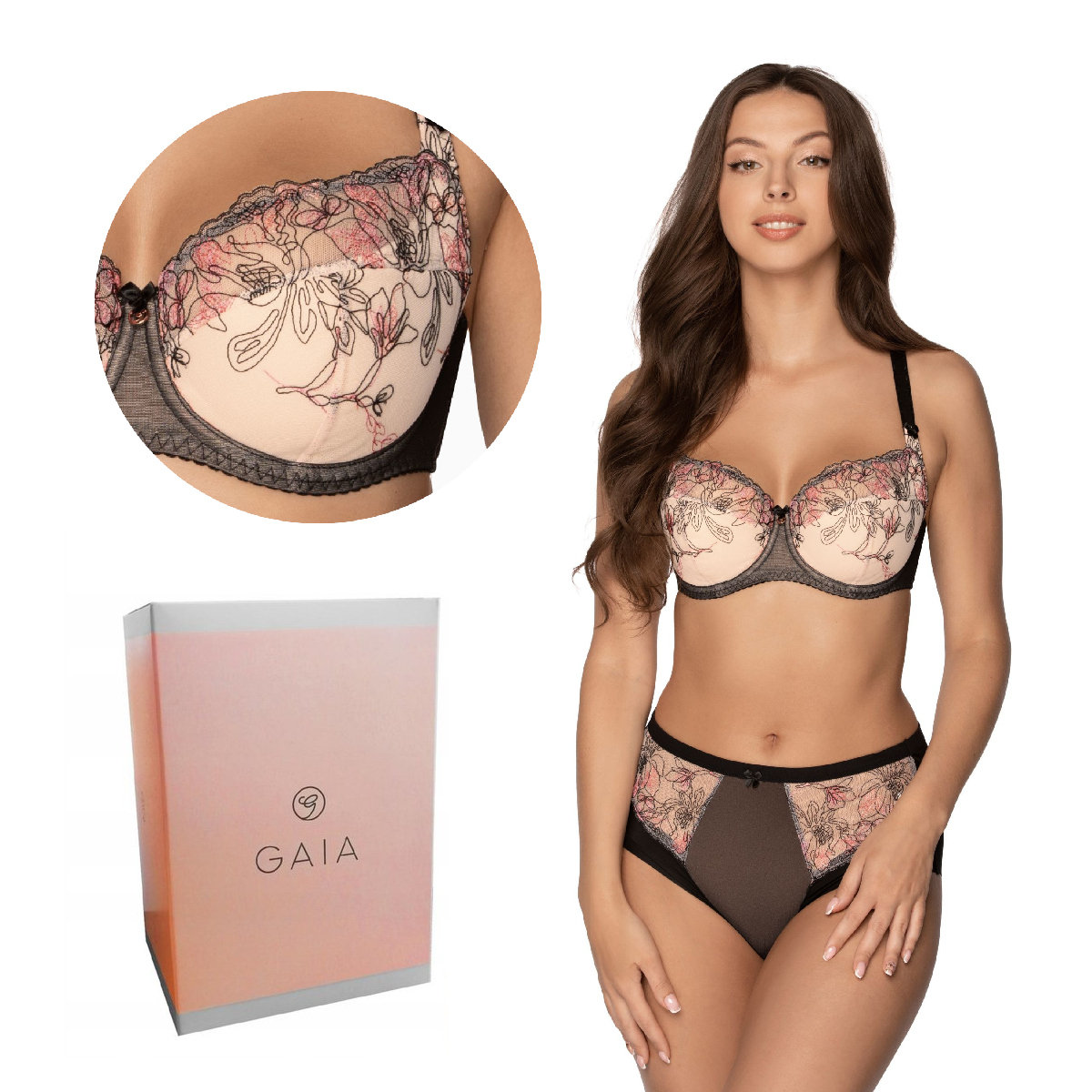 Biustonosz Gaia Semi-Soft Giorgia 1182 Półusztywniany Czarny  70I
