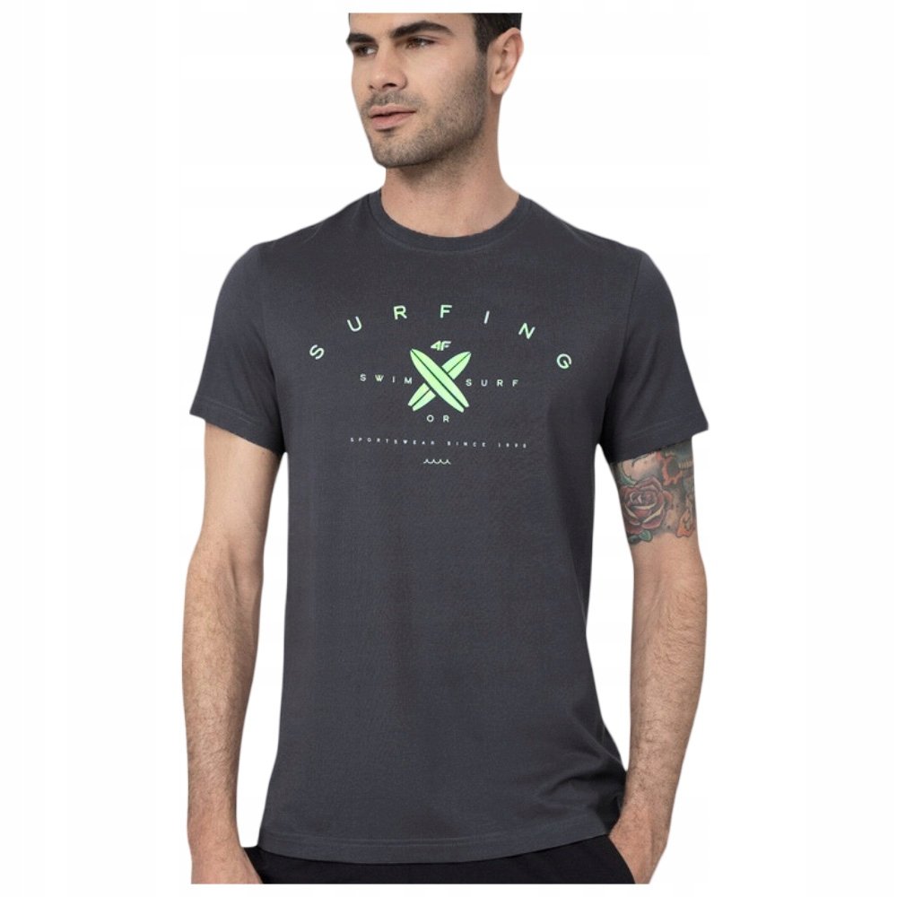 4F Koszulka Męska Ttshm366 Antracyt Rozmiar S