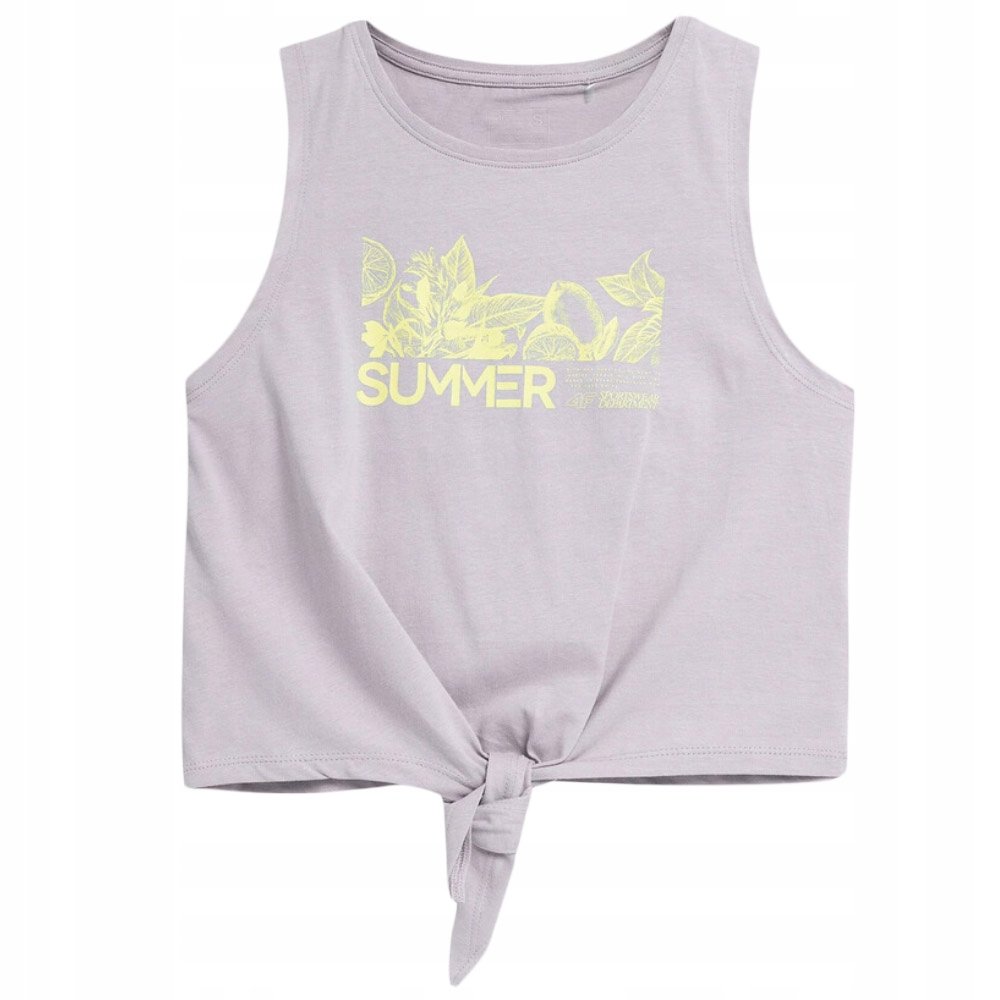 4F T-Shirt Koszulka Top Szary Wiązany F566 L