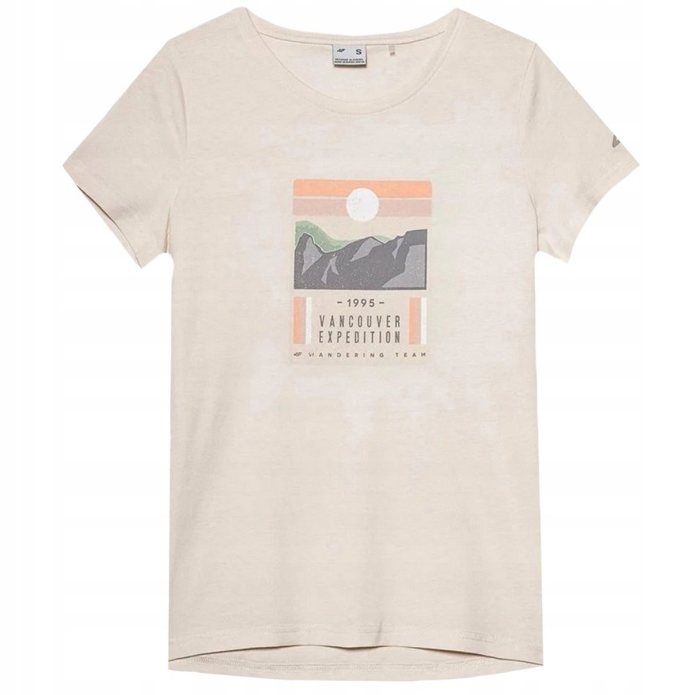 4F Koszulka Damska T-Shirt Kremowy Ttshf274 L