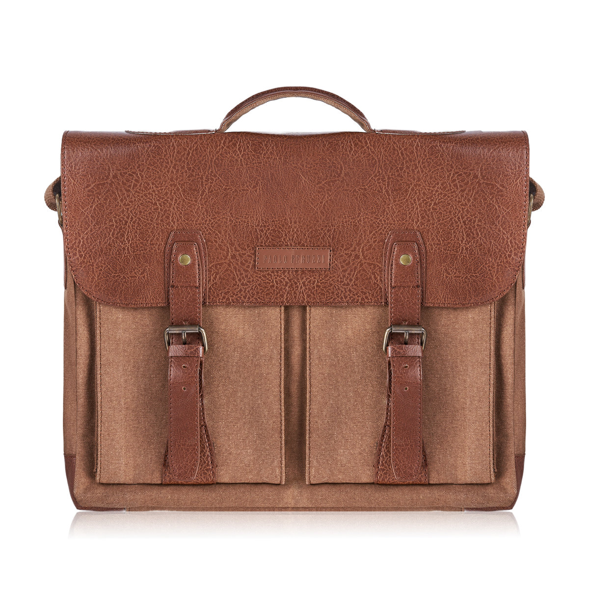 Brązowa Torba Męska Ze Skóry Wegańskiej Paolo Peruzzi E-07-Br