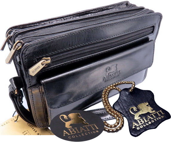 Ekskluzywna Skórzana Saszetka Męska Do Ręki Abiatti Skóra Naturalna Licowa