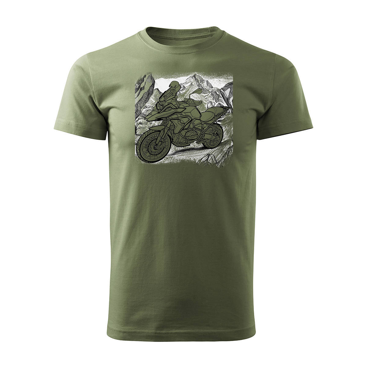Koszulka Motocyklowa Z Motocyklem Na Motor Bmw Gs 1250 Adventure Męska Khaki Regular-S