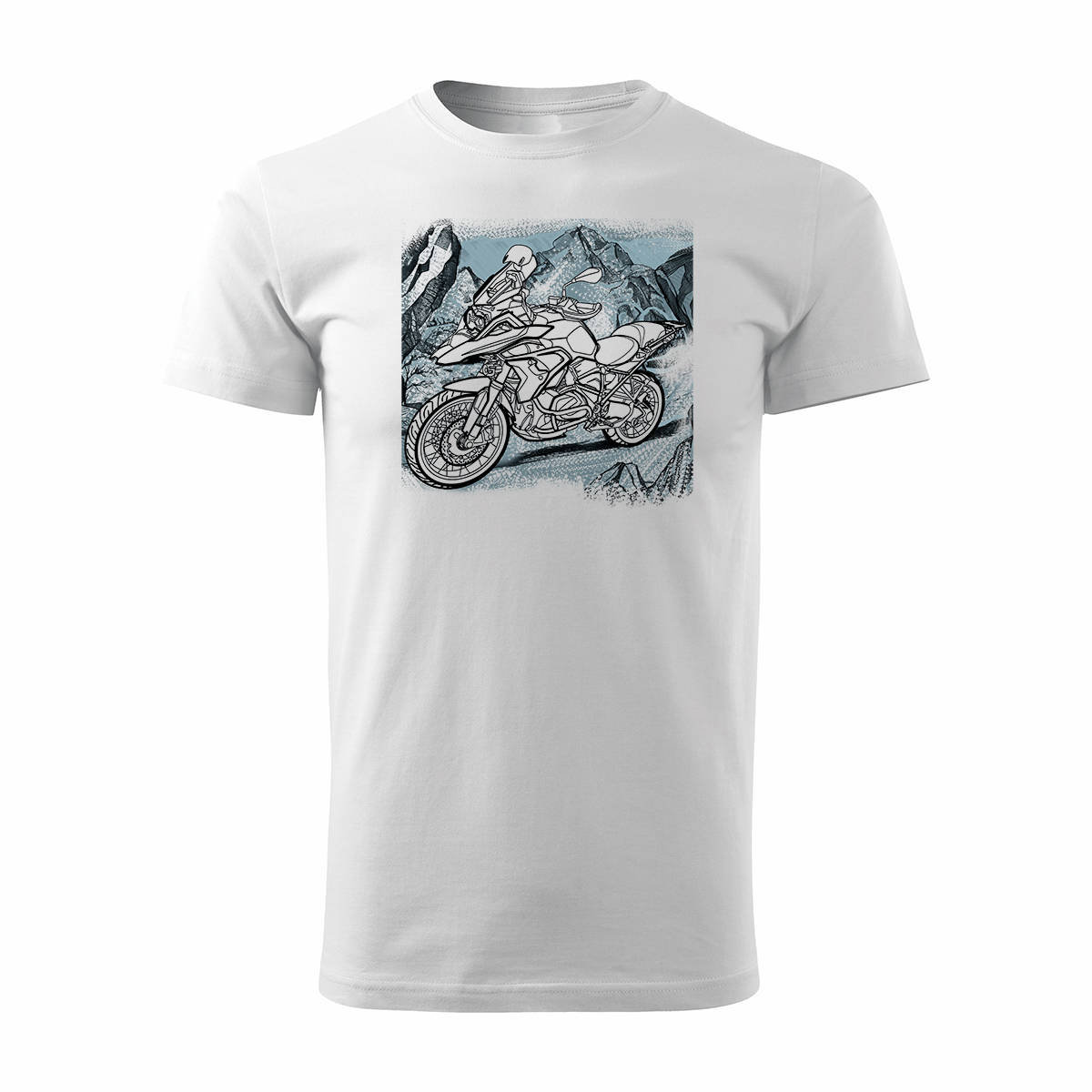 Koszulka Motocyklowa Z Motocyklem Na Motor Bmw Gs 1250 Adventure Męska Biała Regular-S