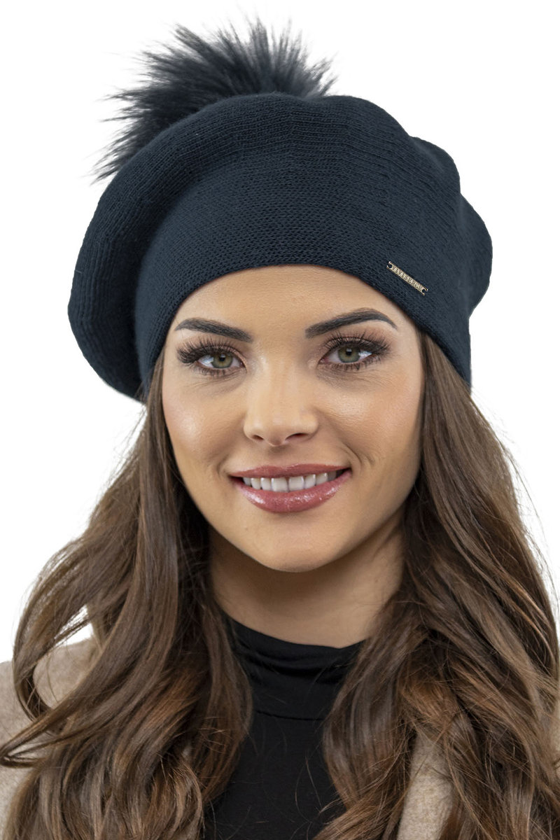 Vivisence 7035 Granatowy Uni Nakrycie Głowy Beret