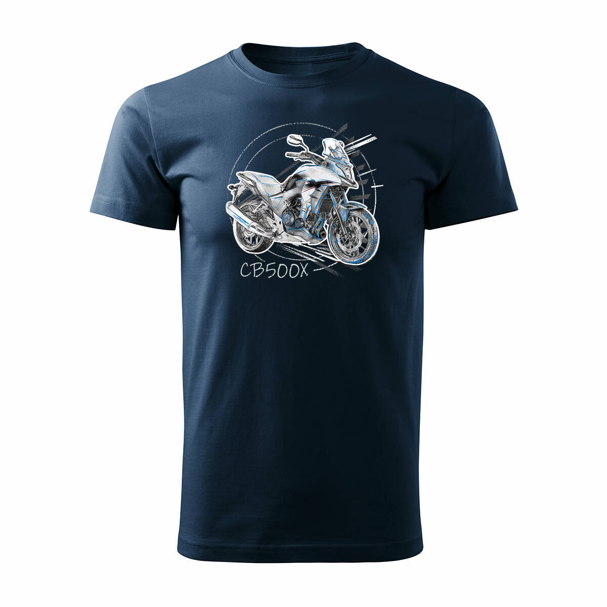 Koszulka Z Motocyklem Na Motor Honda Cb 500X 500 X Męska Granatowa Regular-L