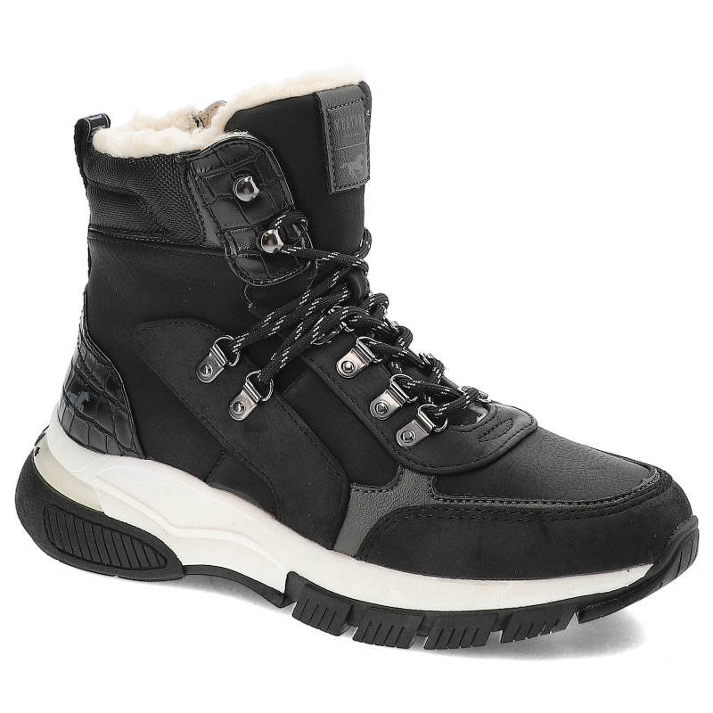 Czarne Botki Mustang Damskie Ocieplane Obuwie