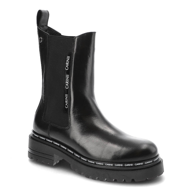 Czarne Sztyblety Carinii Jesienne Skórzane Buty Damskie
