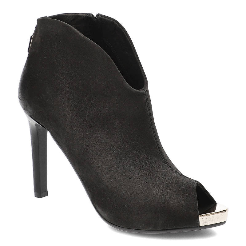 Czarne Botki Carinii Modne Damskie Buty Na Obcasie