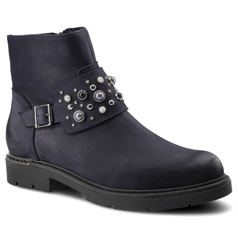 Granatowe Botki Damskie Carinii Wygodne Buty