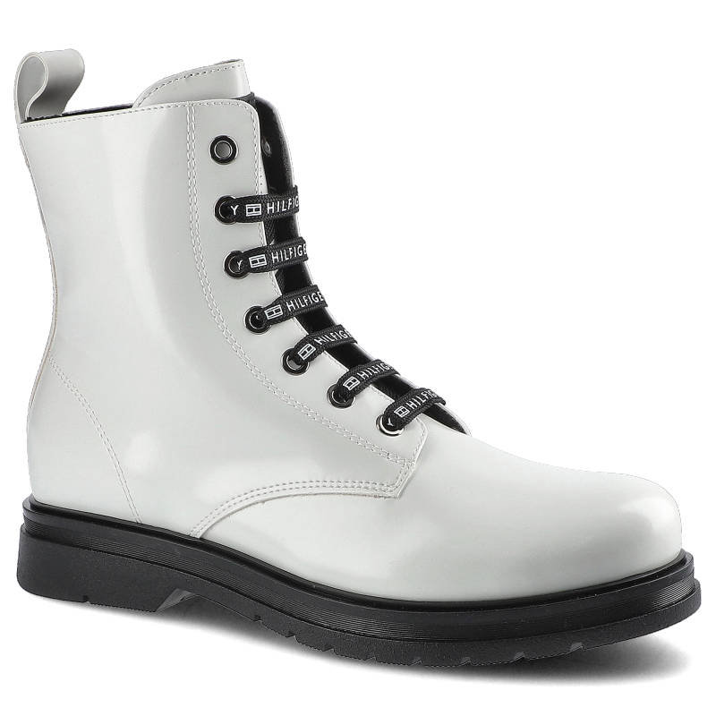 Białe Botki Tommy Hilfiger Damskie Wygodne Obuwie