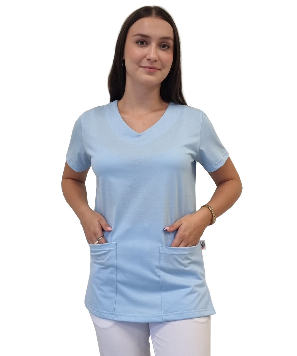 Bluza Medyczna Niebieska Elastyczna Bawełna Roz. L