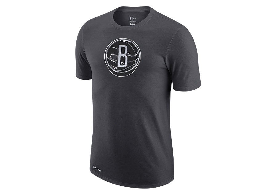 Nike Nba Brooklyn Nets Earned Edition Logo Dri-Fit Tee Black