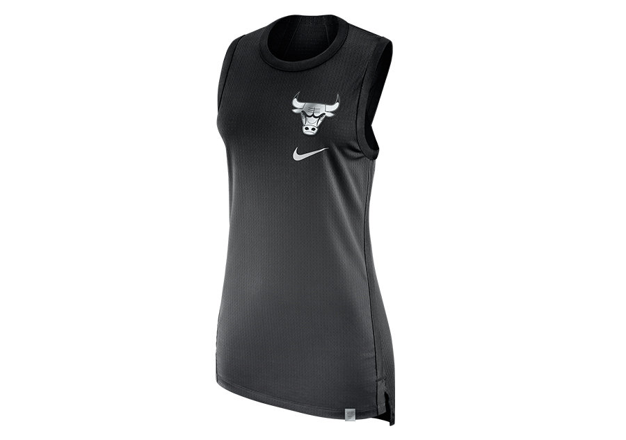 Nike Nba Chicago Bulls Long Jersey Long Black