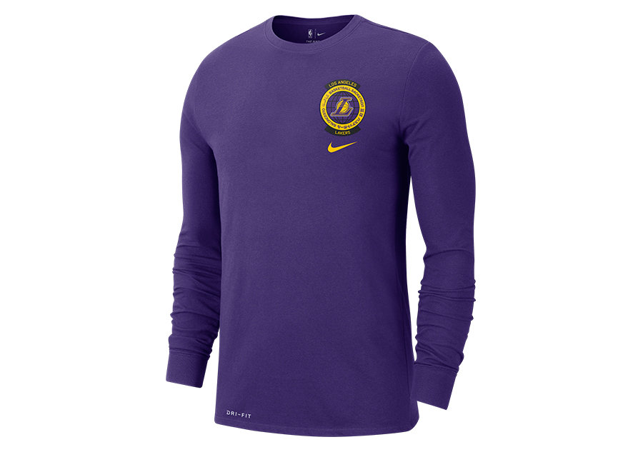 Nike Los Angeles Lakers Logo Dri-Fit Tee Long Sleeve Court Purple