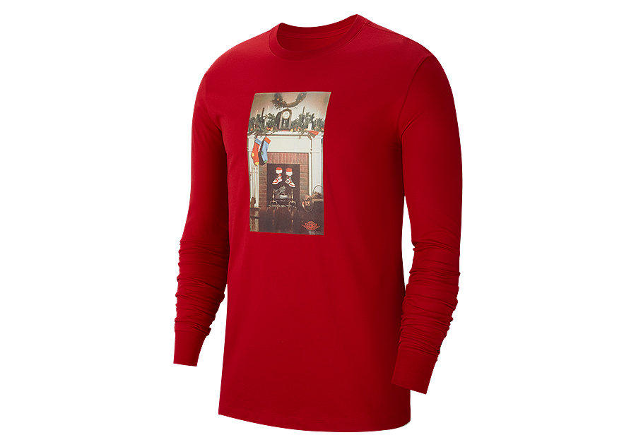 Nike Air Jordan Jumpman Chminey Christmas Long-Sleeve Crew Tee Gym Red