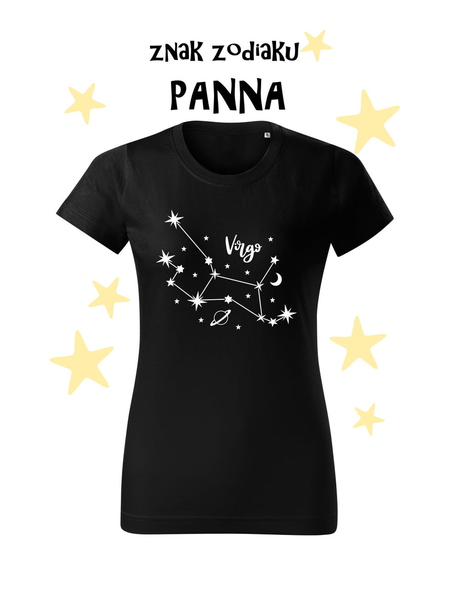 Koszulka T-shirt Czarna znak zodiaku Panna rozmiar M