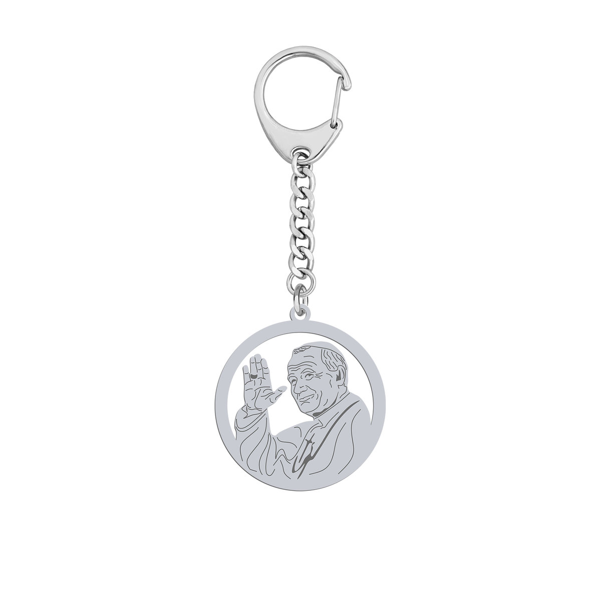 Brelok Papież Jan Paweł II srebro